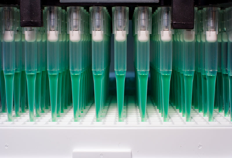 An automated pipet dispensing system for high throughput screening.